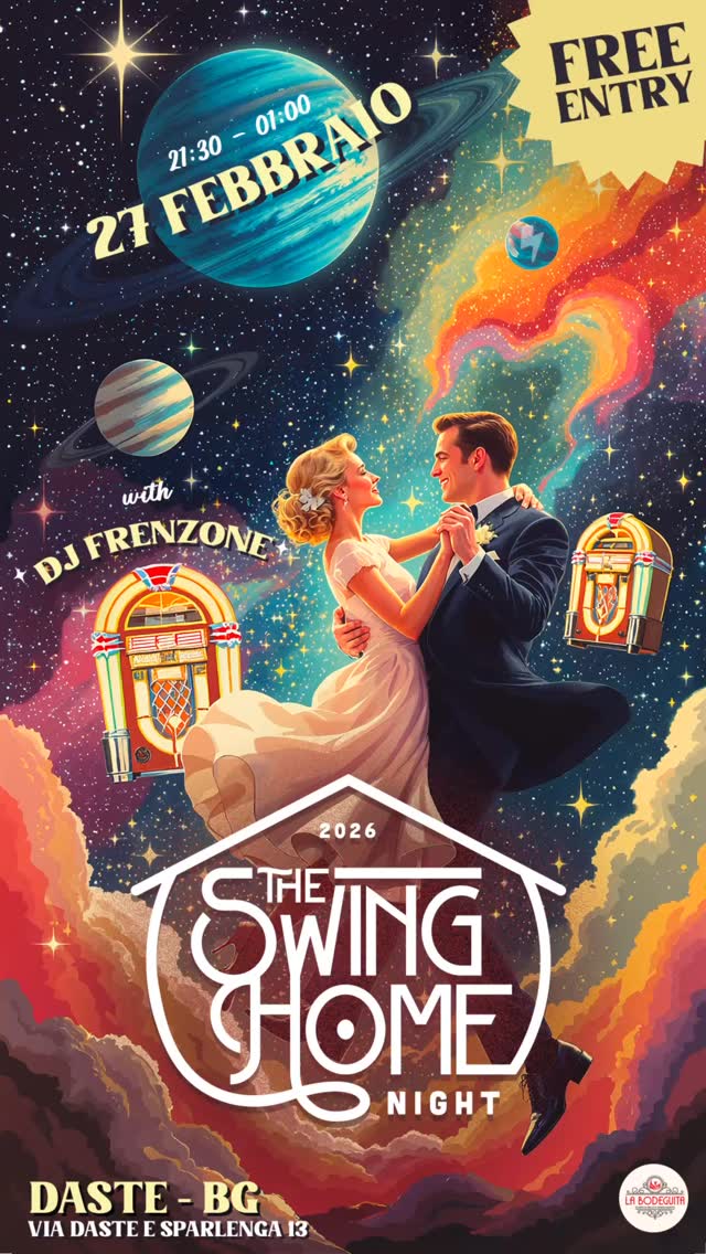 🎉 THE SWING HOME NIGHT! 🎉
Venerdì 27 febbraio 2026
Le sorprese non finiscono qui…
Sta per arrivare uno Show imperdibile con @gabri_e_sara_ di @blue_energy_rock 💃🕺
Non perderti l’occasione di vedere due ballerini professionisti all’opera!
⚡️ Energia, ritmo e tanto swing ti aspettano! ⚡️
#BoogieWoogie #SwingHomeNight #DanceVibes