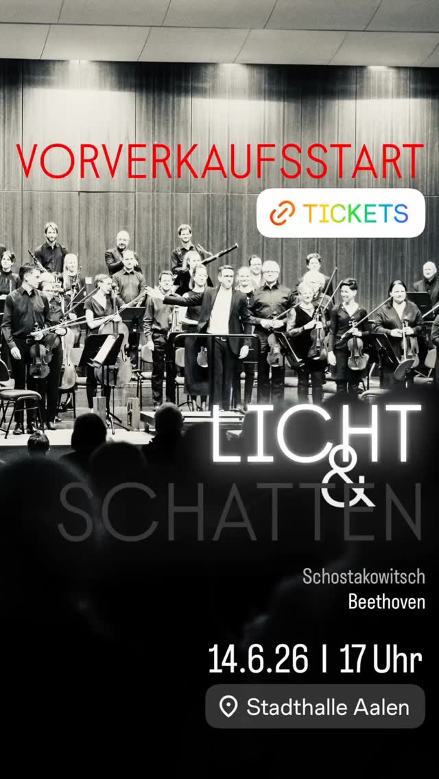 🔥 Licht & Schatten live erleben!
Meisterkonzert des AALEN Festival Orchesters
Spannung. Tiefe. Aufbruch.
Ein Abend, der Gegensätze hörbar macht.
🎼 Schostakowitsch – Kammersinfonie op. 110a
Intensiv. Expressiv. Existentiell.
🎼 Beethoven – Prometheus-Ouvertüre
Mut. Erkenntnis. Feuer. Licht.
🎼 Beethoven – Sinfonie Nr. 1
Klarheit. Energie. Neubeginn.
🌟 Besonderes Highlight: Das „Ankommen-Ticket“ (16 €)
Für alle, die Klassik neu entdecken möchten – oder für die der reguläre Preis eine Hürde ist.
→ Niedrigschwellig. Offen. Einladend.
🎟 Tickets:
29 € | 8 € für Schüler:innen & Studierende
➡ Jetzt über Reservix & Tourist Information Aalen sichern
➡ Ticketlink in Bio
📍 Seid dabei.
#aalenfestivalorchester #aafo #gerowittich #stadtaalen #Konzert