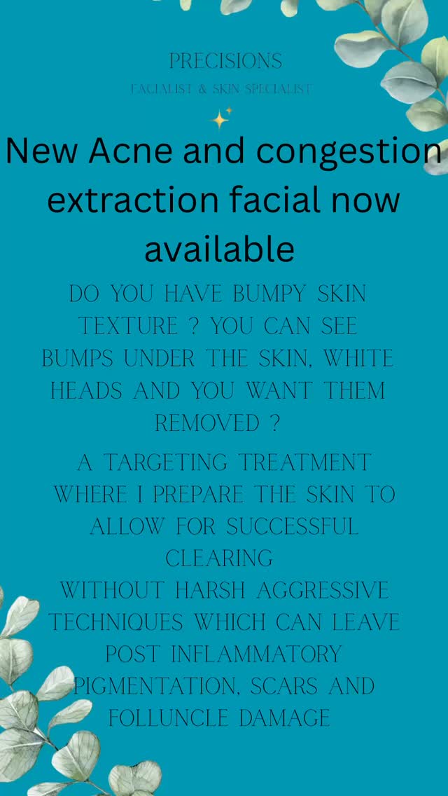 As I move into my Acne and inflammatory specialist phase I have invested in some new training, knowledge and treatment plans to help with acne.
I am now offering a targeting extractions facial. A hour treatment to gently and effectively remove congestion.
This treatment won’t cure acne, it will reduce textural issues, take away the risk of undesirable scarring, damage and inflammatory responses.
Did you know that pores can not actually shrink, they have no muscle BUT when they are filled with sebum( oil) and that builds up the pore appears bigger
Please go to my website ( link in bio) or DM me if you want a deep pore clean
Select ‘ book now’ this will take you to my booking system called FRESHA.
On Fresha select ‘ deep facial extractions cleanse’
Anna ❤️
#acne #spot #acneextractions #clearskin #teenageacne