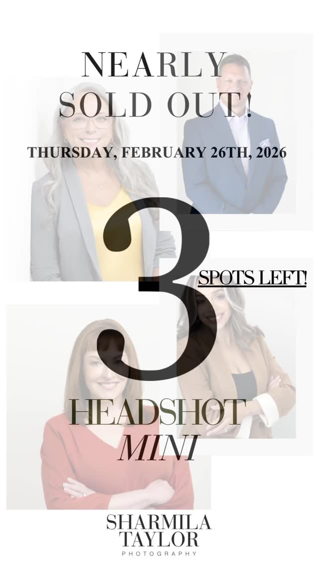 Professional headshots in just one hour? YES!
My Headshot Mini Day is THIS Thursday, February 26th. Professional makeup artistry included, multiple wardrobe changes, and you walk away with polished images that work.
Only 3 spots left - don’t wait! 847-915-5972