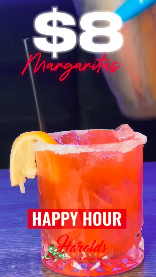 JOIN US FOR HAPPY HOUR 🚨
Monday - Friday ⏰ 4PM - 8PM
♦️$8 CLASSIC COCKTAILS♦️
Margarita (any flavor)
Mai Tai
Cosmo
Long Island
♦️$5 WELL SHOTS♦️
♦️$4 APPETIZERS♦️
Snack green beans
Snack mottz sticks
Snack okra
Snack cauliflower
Snack mushrooms
Small fries
♦️$6 ENTREES ♦️
Chicken sandwich
Fish sandwich
2 tenders w/fries
1/4 dark w/fries
2 wings w/fries
4 shrimp w/fries
♦️$4 DRAFT BEER
🐔 Chicago’s Famous Chicken & Mild Sauce⠀
📍6523 Hollywood Blvd ⠀
