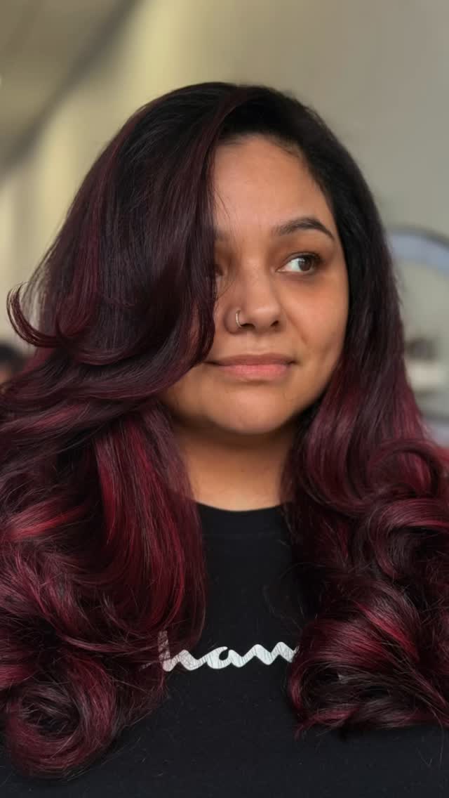 Red Balayage with butterfly haircut &style! #bronxhairstylist #buterflyhaircut #redbalayage #nychairstylist
