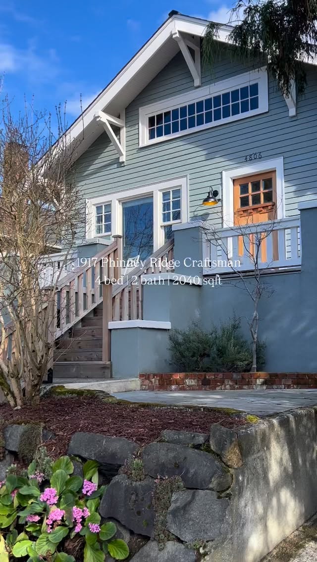 JUST LISTED | PHINNEY RIDGE, SEATTLE
Step into 1917 with this iconic Seattle Craftsman — restored & upgraded, not remodeled, honoring its architectural soul. Original details shine, from revived millwork, stained glass, and vintage hardware to carefully sourced period fixtures, reflecting years of thoughtful stewardship. Modern updates blend seamlessly with early-century charm, including double-hung wood windows, updated plumbing and electrical, gas furnace, tankless water heater, heated bath floors, custom cabinetry, gas range, and soapstone counters. The versatile lower level is perfect for rental income, guests, or multigenerational living. Out back, the deck + patio surrounded by beautiful landscaping offer a peaceful sanctuary or a host’s dream setting. The detached garage adds coveted off-street parking and storage… or reimagine it as a creative studio, home office, or the ultimate backdrop for an entertainer’s backyard escape! Future potential exists to add a level to the home with sweeping Olympic and Sound views. All this in an exceptional Seattle location near restaurants, shops, parks, and transit — a rare chance to own a meticulously restored historic home in the heart of it all.
Listed by: @sorelleokoli & @devonkruse_homes