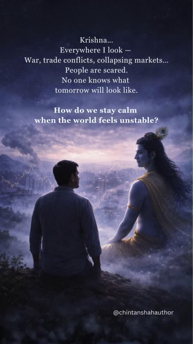 The world will keep shifting.
Markets will rise and fall.
Headlines will change every hour.
But peace was never meant to come from stability outside.
Krishna reminds us:
Prepare for tomorrow.
But do not mentally live there.
An anxious mind creates disasters that may never arrive.
A steady mind acts today — and trusts the unfolding.
In uncertain times, your greatest strength is not prediction.
It is presence.
Stay rooted.
Act wisely.
Let tomorrow unfold.
#KrishnaWisdom #ModernGita #SpiritualLeadership #InnerStability #MindfulLiving AnxietyRelief ConsciousLiving BhagavadGita SpiritualGrowth LeadershipMindset MentalStrength SelfMastery IndianWisdom DailyReflection ChintanSpeaks