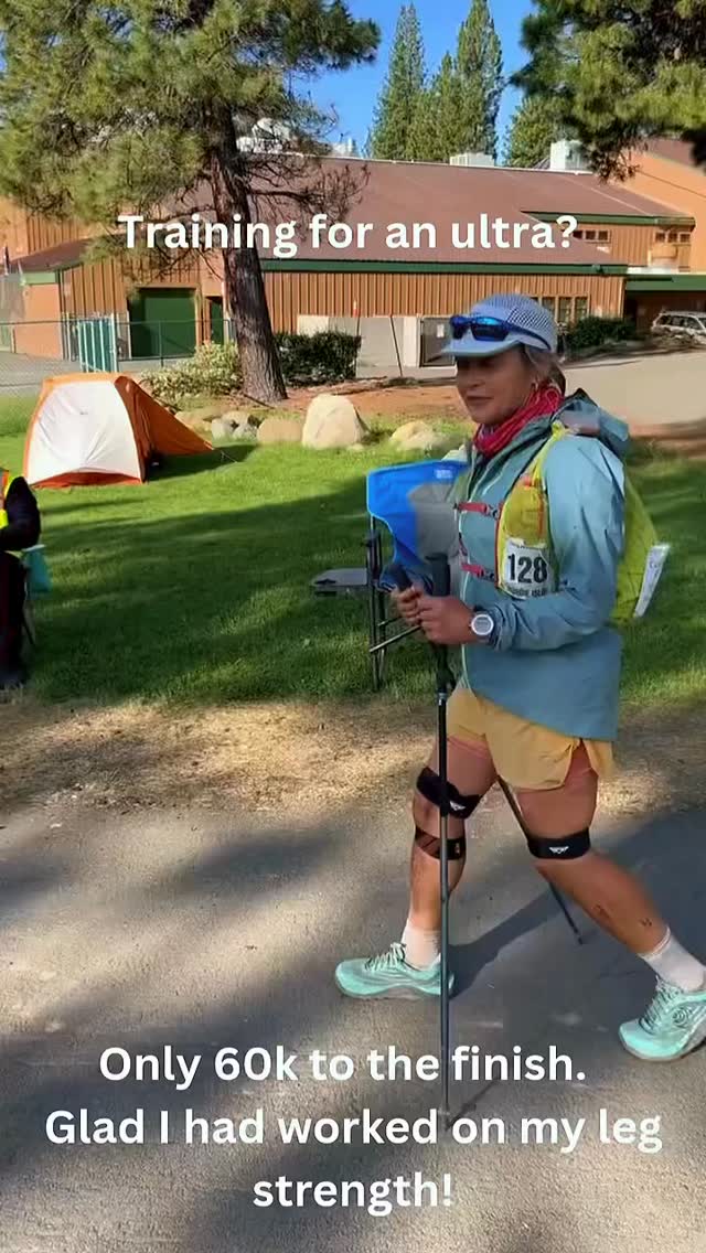 See you on the other side…..
I was absolutely out of it!!
Incline Village at Tahoe 200……only 60k to go. Little did I know that 60k was going to take me hours……probably around 14 I think….
This was so tough. I left the last AS with so little food, I really do not know what I was thinking. BUT one thing is for sure, my legs were absolutely fine. My breathing was the problem.
I really relied on the strength exercises I had been doing for the last few years. These ones that I have mentioned here are just fabulous for helping with stability, strength, power for climbing and control for the downs.
Try these, use weights if you are used to them and ensure you keep your form. This is really important. No point in pushing if your form is not good.
1. Good mornings for hip range of motion
2. Eccentric back squats, so slowly lowering down and then powering up.
3. Eccentric split squats - again slowly lowering down and then powering up.
4. Iso holds for improving strength and stability in calves, muscles, tendons and ligaments
Have fun!
Run Bold. Run with Intention. Run Happy!
#hardworkpaysoff
#morethanwethinkwecan
#200mileplustraining
#strengthtraininghelps
#ultrarunningcoach
@fortius_therapy
evolvedsportsperformance
@fortius_therapy