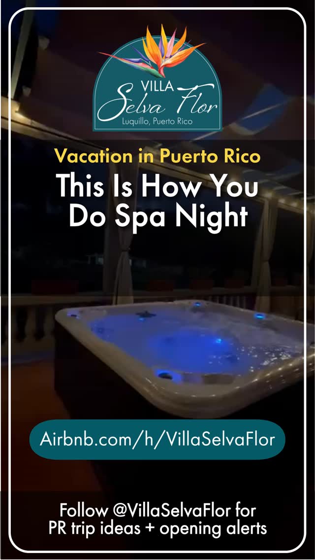 This is how you do spa night.
Bubbles. Island air. Zero interruptions.
📍 Luquillo, Puerto Rico | Top 1% of homes on Airbnb ⭐
Plan your escape → airbnb.com/h/villaselvaflor
#PuertoRico #PuertoRicoTravel #SpaVibes #IslandEscape #GroupTripEnergy #VillaSelvaFlor