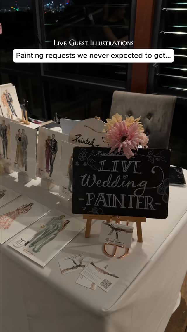 This was a fun wedding! 😆 Usually our requests are the opposite (paint me in heels, make sure you get the baby bump) so these were unexpected and my first time ever painting a car! Ka-chow
Thank you so much for having us Sophia and Alain! 💖 @sophhhhhhhhhhia
@crocsaustralia @porscheaus hire me to live illustrate your events please 😜
Venue: @gunnersbarracks