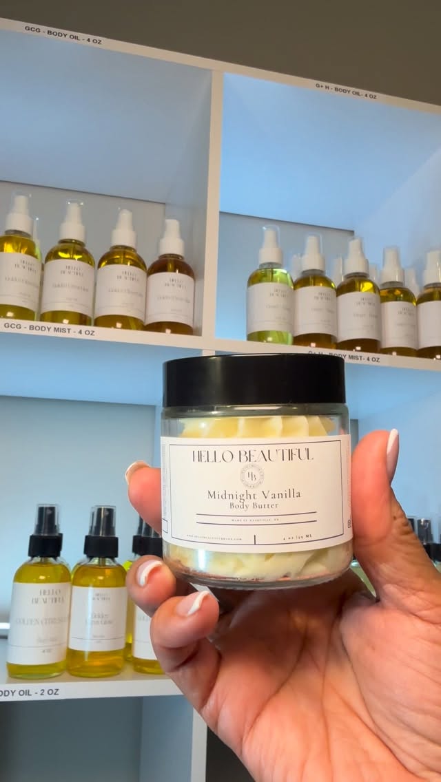 Hello Beautiful’s Nourishing Whipped Body Butters are available in 2 sizes 8 and 4 oz! Click the link in our bio to give your skin the treatment it deserves! #Whippedbodybutter #bodycare #nashville