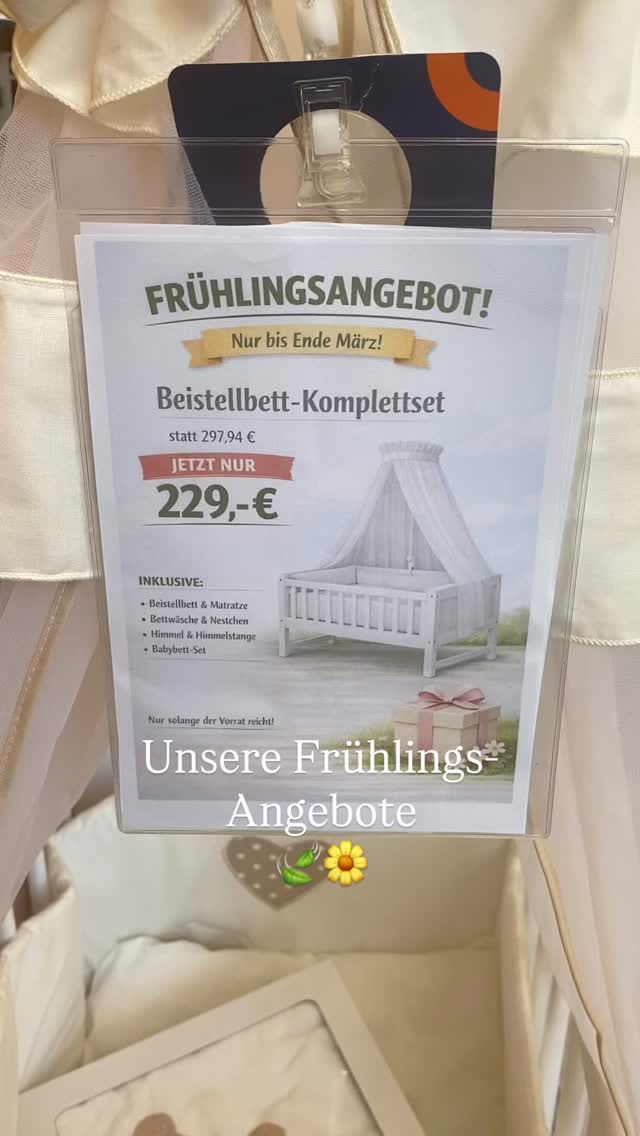 🌸✨ Frühlingserwachen im Babyzimmer! ✨🌸
Sonne im Herzen, frische Luft im Zimmer – und mega Deals für eure Kleinsten! 🍼💛
Ob Bett, Beistellbett, Laufgitter oder kuscheliger Stubenwagen – jetzt wird’s gemütlich UND günstig!
💥 Frühlingsangebote nur bis 31.03. 💥
Also nicht lange träumen – lieber süß schlafen lassen! 😴🌷
👉 Gerne anschauen, verlieben und sofort mitnehmen, bevor alles weggezwitschert ist! 🐣
#Frühlingsdeals #Babyglück #JetztZugreifen
#Babyhausdessau