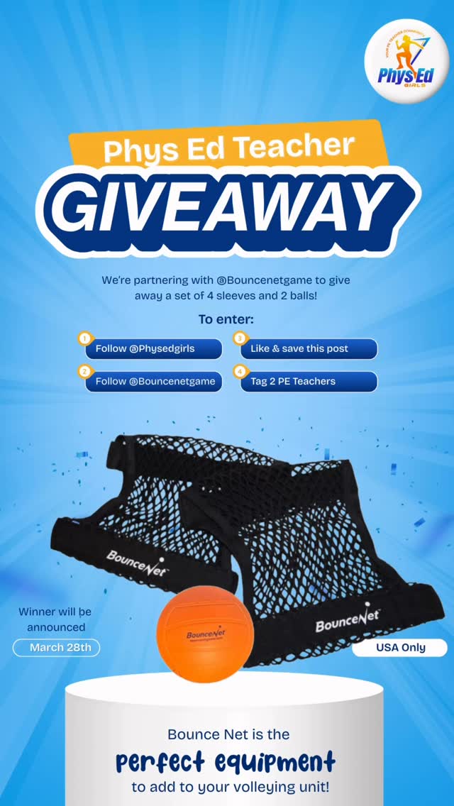 🚨 PHYS ED TEACHER GIVEAWAY 🚨
PE teachers — who’s getting ready for their volleying unit? 🏐
I’ve teamed up with @bouncenetgame to give ONE physical education teacher a set of:
✔️ 4 sleeves
✔️ 2 balls
This equipment is amazing for:
✨ Teaching volleying skills in PE
✨ Small-group skill development
✨ Cooperative learning games
✨ Teamwork and communication
✨ Adaptive PE modifications
I love sharing practical PE equipment that helps students stay active, engaged, and successful in the gym. 🙌
HOW TO ENTER:
1️⃣ Follow @physedgirls
2️⃣ Follow @bouncenetgame
3️⃣ Like & SAVE this post
4️⃣ Tag 2 PE teachers
📅 Winner announced March 28
♥️ I love partnering with brands that support physical education teachers.
Let’s keep bringing high-quality equipment into physical education programs 💛
#PhysicalEducation #PEteacher #ElementaryPE #PhysEdTeacher #PEequipment