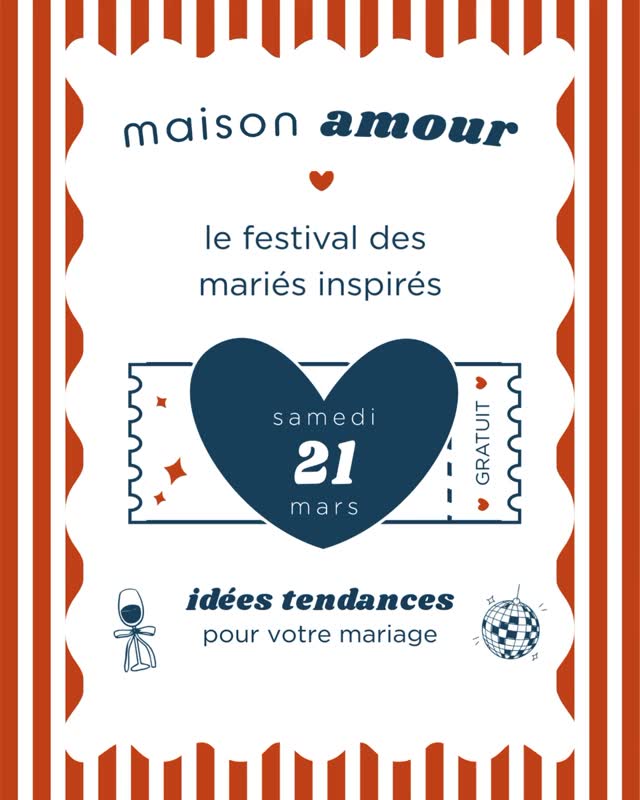 MAISON AMOUR - 1ère édition ♥️🪩
L’écrin où vos envies de mariage se concrétisent : des inspirations choisies, des rencontres précieuses et des émotions au rendez-vous.
📅 21 MARS 2026
⏰ 10h00 / 18h00
❣️ La Parenthèse, 1 rue Général Debeney - 01000 BOURG EN BRESSE
✅ Entrée gratuite