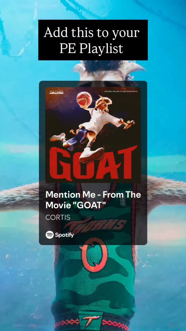 Physical Education Teachers⦠š ā½ļø š
Add this song from @goatmovieofficial to your PE Playlist
š¶ Comment āPLAYLISTā for my entire @spotify CLEAN PE Playlist !
#physicaleducation #pe #cleanplaylist #peteacher #schoolplaylist