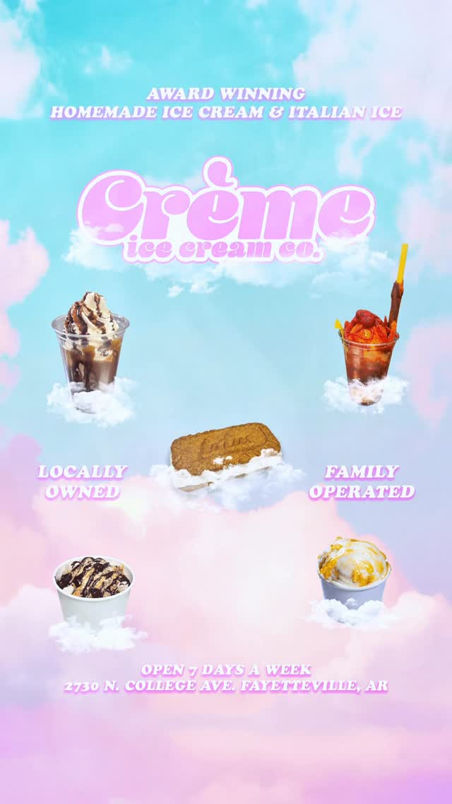 Crème Ice Cream Co. is 100% locally owned and family-operated, born right here in Northwest Arkansas and built from the ground up by the people who live here. This shop isn’t just located in Fayetteville — it’s an extension of Fayetteville.
We take quality seriously. No shortcuts. No “good enough.” Every scoop reflects the work, care, and standards we believe our city deserves. Because everything on our menu is developed in-house, we have the freedom to create anything — any flavor, any concept, any idea the community wants to see come to life. If Fayetteville wants it, we can build it.
Our entire menu was shaped by the community. Your feedback, ideas, cravings, traditions, and curiosity are what made this place what it is today. Crème is YOUR ice cream shop — YOUR place, YOUR flavors, YOUR spot.
We’re coming up on three years already, and we wouldn’t be here without you - students, families, neighbors, and everyone who chose to support a REAL local shop and keep something real alive in this city.
We are Arkansas. We are Fayetteville. And we’re proud to be part of Fayetteville and Arkansas history while continuing to look forward and build what comes next.
Let’s keep growing! 🍨🤝
📍2730 N. College Ave. Fayetteville, AR 72703
🚪Check Google Maps For Current Hours
.
.
.
.
.
.
.
.
#cremeicecreamco #icecream #fayetteville #arkansas #northwestarkansas