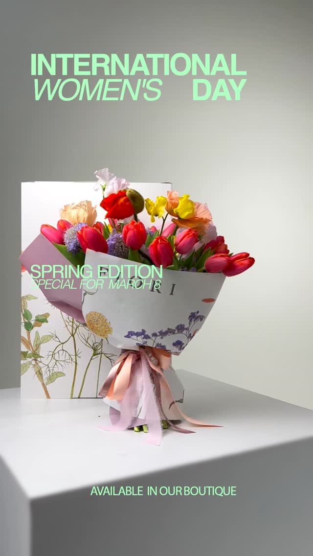 Pre-order for March 8 is officially open 🌷
International Women’s Day is just around the corner — and this year it falls on a Sunday. Please plan your flowers in advance to make sure everything is perfectly prepared and delivered on time.
Our boutique will be open on Sunday, so you can visit us personally or arrange delivery for your loved ones.
Secure your bouquet early and let us create something truly special for this beautiful day. 💐