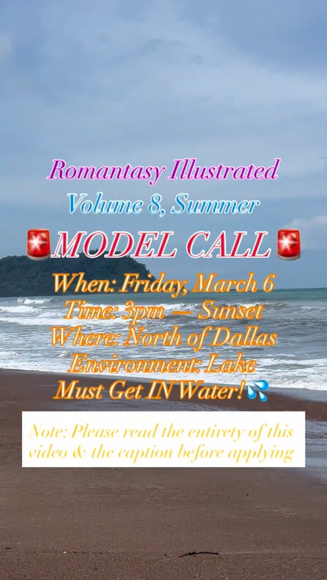 Welcome To The Volume 8 MODEL CALL!💛🧡❤️🩷
Volume 8 Publication Date: June 20th
Volume 8 will be shot by @underhillimagery HERE in the Dallas area on Friday, March 6 beginning at 3pm — Sunset (you must be on site and ready to model at 3pm) at a local LAKE (North of Dallas)
Colors: SUNSET (yellow, pale pink, orange, peach, hot pink)
Tag a bookish friend who you want to see on our Summer Volume Cover🌊
Please read this in its entirety as the process has changed slightly and if all steps are not completed you will not be considered — everything will be DM’d to us
1. Why do you want to be a model?
2. Submit a headshot/high resolution picture with natural hair and makeup
3. Send us ONE dress that you either HAVE or are willing to get — this must be an actual image of you in the dress OR a link to where the dress can be purchased from (Note: this is a WATER shoot — you must be willing to get in the water in the dress, the dress cannot be form fitting — think gauze, tulle, layered, slits)
4. A video (less than 60 seconds) of you impromptu modeling and moving through poses (you do not have to be model ready, we just want to see you naturally shift through poses and how you move — think whimsy!)
5. Tell us if you were supposed to attend D&R — this shoot will be very close to The Hub where the Rewritten event is occurring
6. You role in the book community
7. Again, you must be willing to get in the water
8. Comment on this post once you have completed all the steps!
Romantasy is Real.
Hair and Makeup: natural and soft glam
Official theme to be announced in Volume 7🌷
#bookstagram #romantasyillustrated #romantasy #booktok
