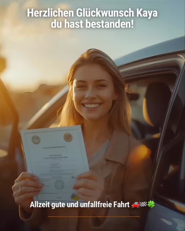 Gratulation Kaya 👏🏼🚗🏁🍀 das hast du toll gemacht. Vielen Dank für dein Engagement. 💪🏼🥳
Allzeit gute und unfallfreie Fahrt. 🙋🏻♂️🙏🏼
#fahrschule #ausbildung #prüfung #bestanden #top