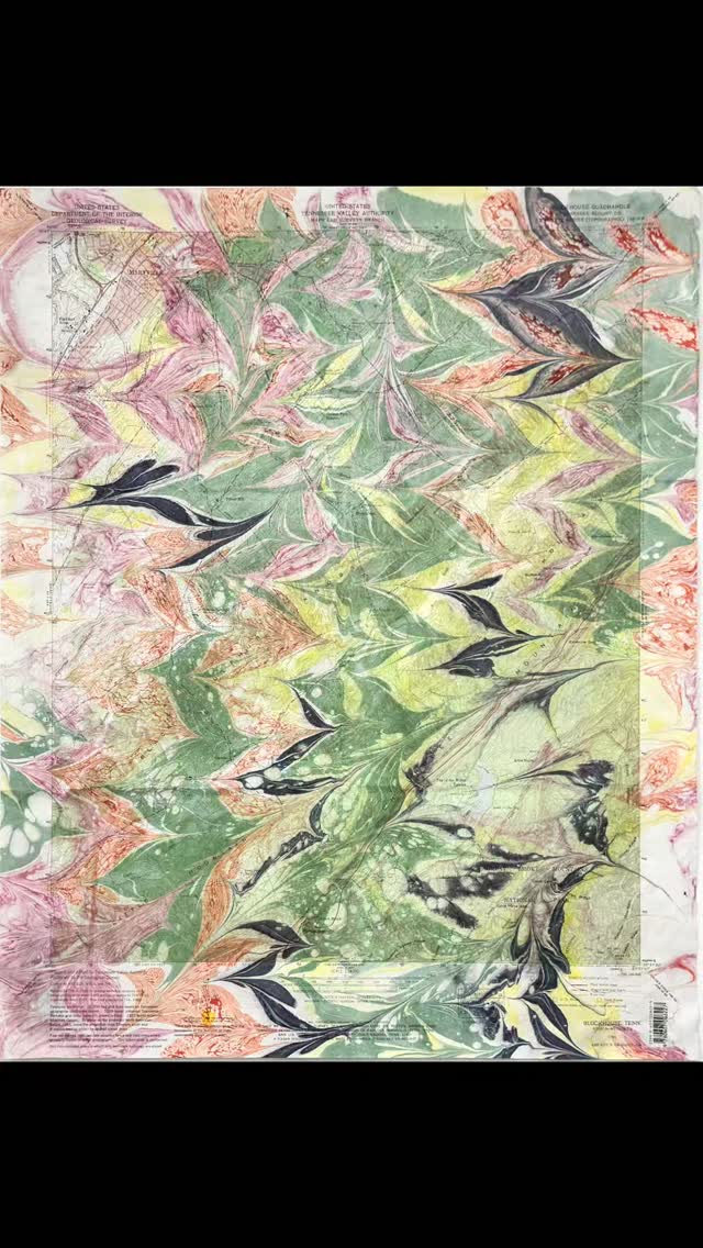 The Blockhouse was the site where at least four treaties between the Cherokee and the United States were negotiated. Trying to stabilize peace in their region, the Cherokee ceded several large portions of land in the current day Tennessee and Georgia. The US provided monetary incentives for the land.
#AppalachianArt
#MountainInspiration
#MarblingArt
#PaperMarbling
#TopoMapArt