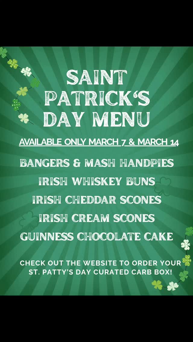 The Irish menu has officially entered the chat. 🍀
Starting this weekend, we’re rolling out our St. Paddy’s menu including our Curated Carb Boxes -- stacked with festive, bakery-made goodness and zero green food dye regrets.
Heading to a local bar crawl?
You’ll want carbs first. Trust me.
Pre-order your themed box, split it with friends, or keep it all to yourself (no judgment here).
Carbs > chaos.
#StPatricksDay #CuratedCarbs #BelmontNC #TangAndSass #BarCrawlPrep