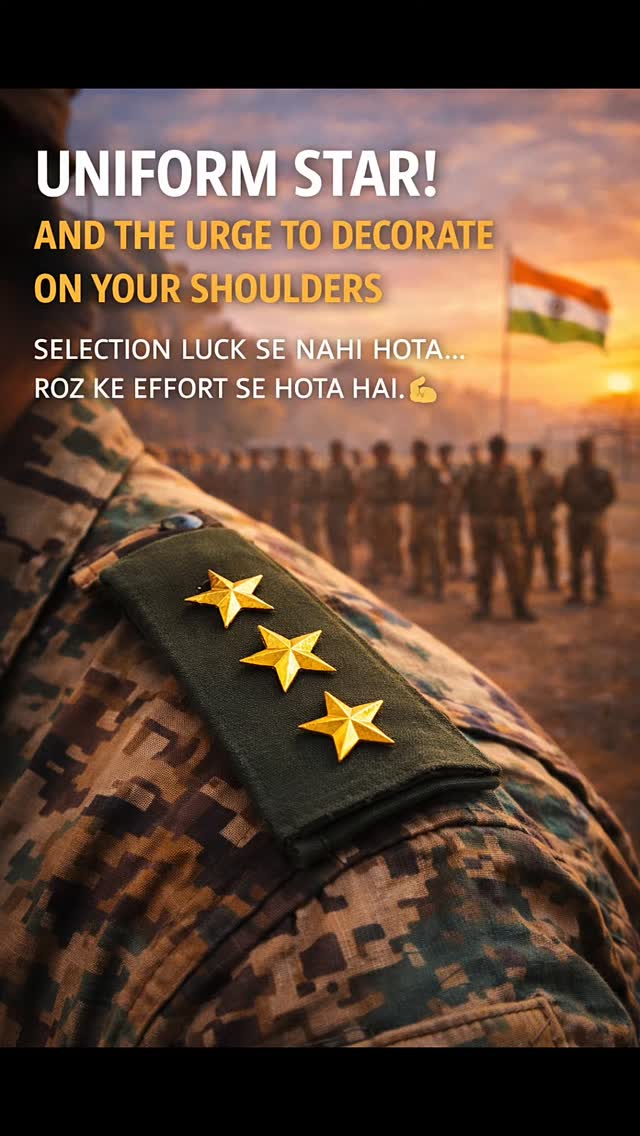 Stars sirf aasman mein nahi chamakteโฆ โญ
Ek din yehi mere kandhon par chamkenge. ๐ซก
Aaj alarm se lad raha hoonโฆ
Kal uniform mein duniya ko lead karunga. ๐ฎ๐ณ๐ฅ
DefenceAspirant, IndianArmyDream, SSBPreparation, UniformGoals, OliveGreenLove FaujiLife OfficerInMaking DefenceMotivation ArmyLife NationFirst
#viralreels #trendingreels #reels #govtjobs #instagram