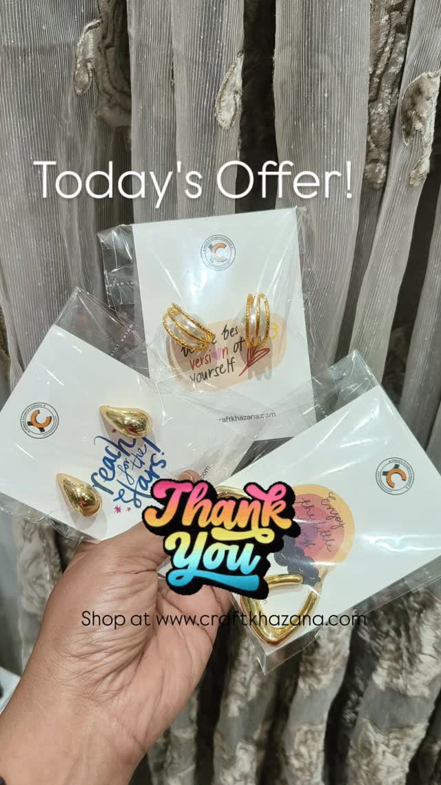 Today’s Monday ₹100 offer had a special moment. ✨
One lovely customer picked all three designs in one go!
Thank you for your love and trust in the curated jewellery collection at Craft Khazana. It truly means a lot to a small home-run brand. 💛
More beautiful curated pieces and surprise offers are coming soon… stay tuned!
#ThankYou #Grateful #CraftKhazana #CuratedJewellery #JewelleryLovers SmallBusinessLove CustomerLove LimitedPieces SupportSmallBusiness