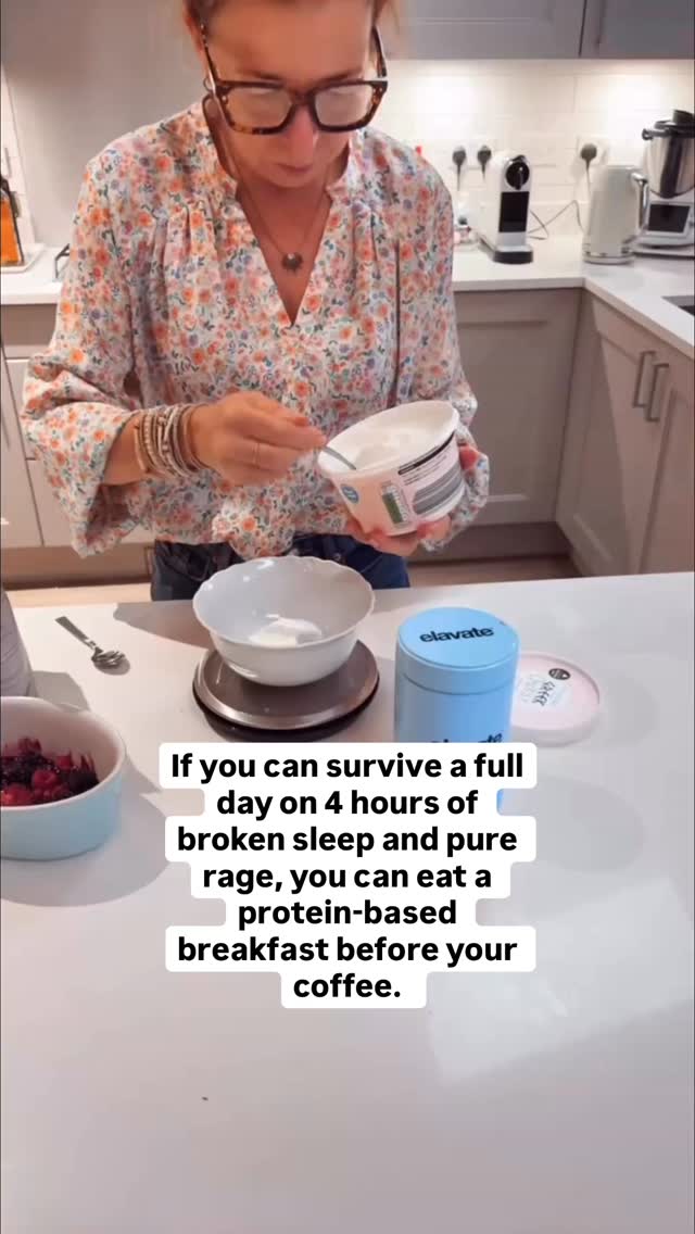 Alright. Deep breath. I’m about to interfere with your sacred morning ritual.
Your coffee-first situation? It’s not helping your menopause energy.
I love coffee. I would marry coffee.
But when you wake up hormonal, under-slept and already mildly furious… then throw caffeine into an empty body, your stress hormones go “brilliant, we’re under attack”.
Cortisol climbs.
Blood sugar spikes.
Then it crashes like a 90s boyband comeback.
By 10am you’re eyeing snacks.
By 2pm you’re questioning your life choices.
By 4pm you’re emotionally attached to a biscuit.
Meanwhile you are OUT HERE being heroic. Functioning. Showing up. Managing everyone.
Eating protein before coffee? That is not the hard bit.
30g first thing tells your body: we’re fed, we’re safe, we do not need emergency biscuits.
Protein. Then coffee.
Like a glamorous, stable adult.
If you want menopause energy and weight loss that doesn’t rely on caffeine and vibes, follow me.
Comment BREAKFAST and I’ll send you my free 5 day breakfast challenge.
Share this with your coffee-clutching bestie.
#menopauseenergy #proteinbreakfast #midlifemetabolism