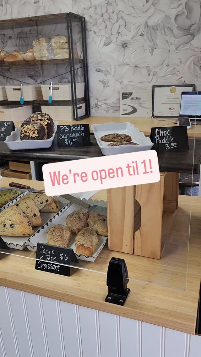 Stop by to pick up brunch provisions! We're here til 1 today, or until we sell out. We've also got fresh baked sourdough baguettes, Focaccia and sourdough bread!