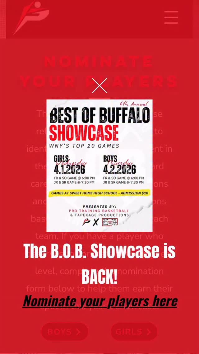 Coaches please go to the website to nominate your athlete. Today is the last day.
www.protrainingbb.com
