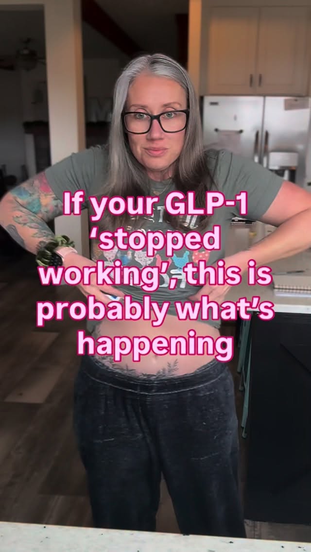One of the most common messages I get is:
“My medication worked great at first, but now it feels like it stopped.”
Most of the time the medication didn’t stop working. What you’re experiencing is a very normal stage of weight loss.
Here are some of the biggest reasons people think their GLP-1 stopped working:
1. Your body adapted to the weight you’ve already lost
The smaller your body gets, the fewer calories it needs.
The deficit that caused weight loss at 220 lbs might maintain weight at 170 lbs.
2. The early “whoosh” slowed down
Many people lose inflammation and water weight in the beginning. When that slows down, it can feel like progress stopped… even though fat loss may still be happening.
3. Portion sizes slowly creep back up
As your body adjusts to the medication, hunger signals can increase slightly and people often start eating a little more without realizing it.
4. Muscle loss slowed your metabolism
Rapid weight loss without resistance training can reduce muscle mass, which can make your metabolism slower over time.
5. You’re in a completely normal plateau
Weight loss is never perfectly linear. Even successful GLP-1 users can stall for several weeks before losing again.
The truth is, a plateau doesn’t mean the medication failed.
It usually means your body is adjusting to the weight you’ve already lost.
And sometimes that’s the stage where a few small adjustments can make a big difference.
Let’s chat about plateaus - what’s helped you get through them on your journey?