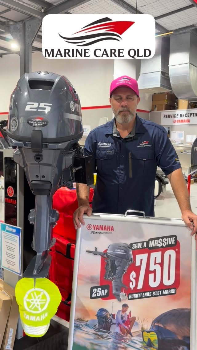 Now is the time to get into a new Yamaha 25hp saving $750, only until 31st March. Bonus propeller flag. 3186 5270. #marinecareqld #99problems #yamahaoutboardsaustralia #revsyourheart #reliabilitystartshere
