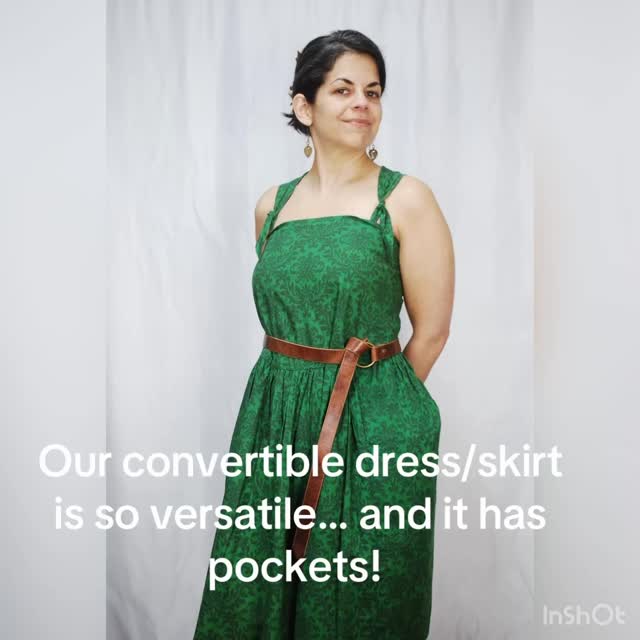 Discontinued item!
Our 100% cotton convertible dress can be worn as many ways as you can imagine! Wear strapless, with straps, as a halter, as a skirt, the possibilities are endless!
Not to mention there are POCKETS. Model is wearing a size small.