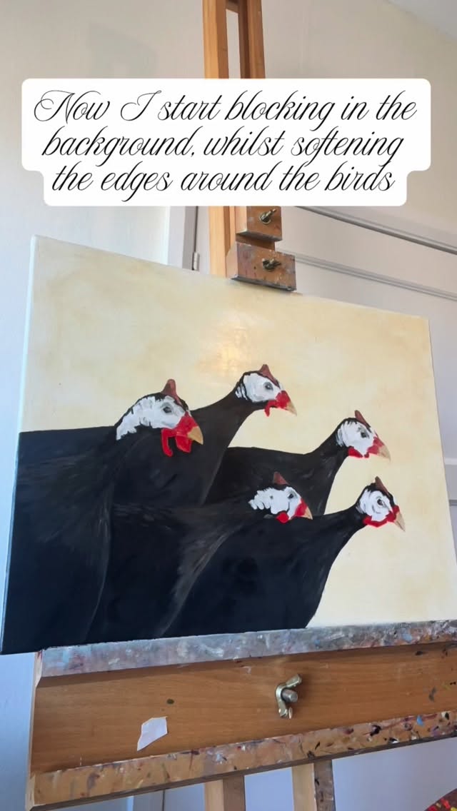 The guinea fowl painting continues… this is where it starts getting exciting as I can begin adding all the detail.