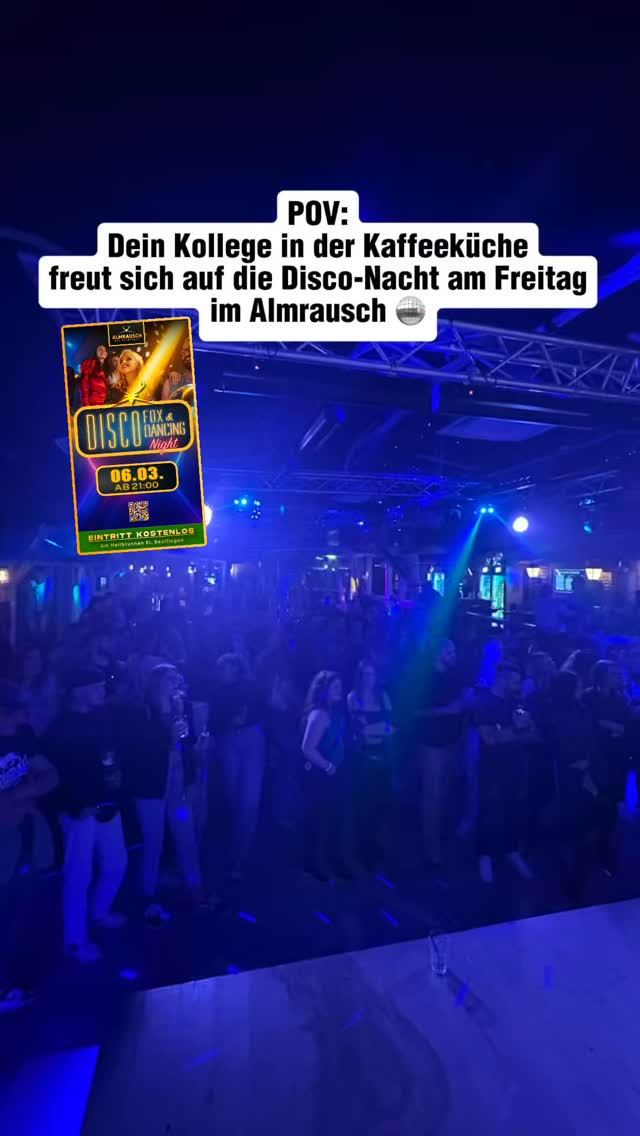 Am Freitag, 06.03.2026 startet wieder unsere Disco Fox- & Dacing-Night – besser als jeh zuvor. Egal welches Alter, unser DJ hat für jeden Tanz-Fan etwas dabei. 🥳🪩
Eintritt kostenlos! Die perfekte Gelegenheit, um unser Almrausch mal kennen zu lernen 🤩
Wir freuen uns auf dich!
#reutlingen #almrausch_rt #party #disco #Veranstaltungen