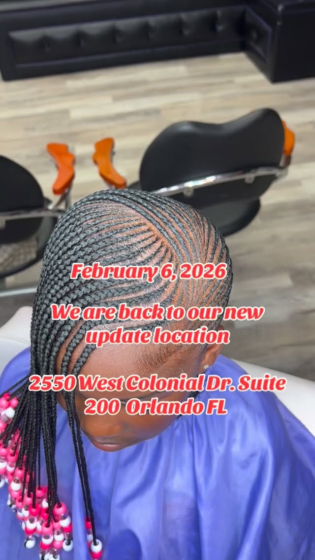 2026 BIG ANNOUNCEMENT 🚨
No more waiting.
No more long lines.
100+ chairs available!
Get your braids done IN & OUT at our African Braiding Shop in Orlando.
✅ 24 Hours
✅ No Appointment Required
✅ Walk-Ins Welcome
Be ready, we’re moving back to same location next week! 🎉
We can’t wait to serve you bigger and better!
