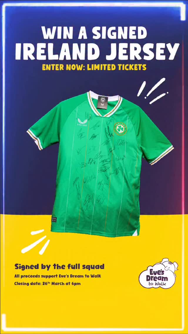This could be yours. 🇮🇪
A signed Republic of Ireland squad jersey is up for grabs.
🎟 Limited tickets
📅 Winner announced March 26
Every ticket supports Eve’s Dream to Walk.
Enter now 🖇️ link in bio.
#irishfootball #faisusquad #coybig #ireland