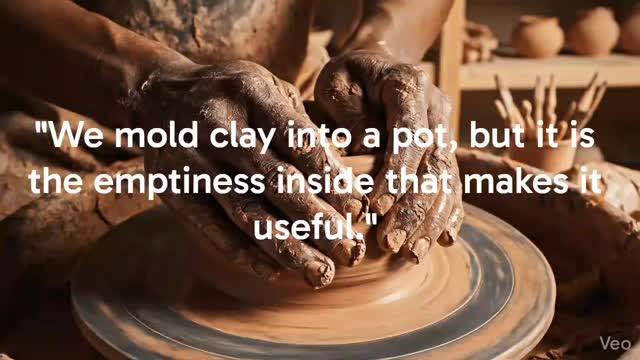 "A vessel is useful for what it has not." - Lao Tzu
This video visualizes the ancient wisdom: while the molded clay gives the pot shape, it is the void within that holds the water.
So often, we focus on what we are doing – our busy schedules, our productivity, our achievements. But true wisdom, as shown in this beautiful visual metaphor, lies in recognizing the power of the empty space.
This emptiness represents your potential. It is the quiet moment before action, the stillness where creativity is born, and the capacity to receive. When we embrace the 'nothingness,' we create space for the unexpected, for deeper insights, and for genuine transformation.
Next time you feel empty or uncertain, remember this clay pot. That open space is not a lack; it is your ultimate usefulness and your greatest strength.
How can you create a moment of stillness today to connect with your own powerful potential?
#Mindfulness #LaoTzu #EmptySpace #Empowerment #InnerPeace
