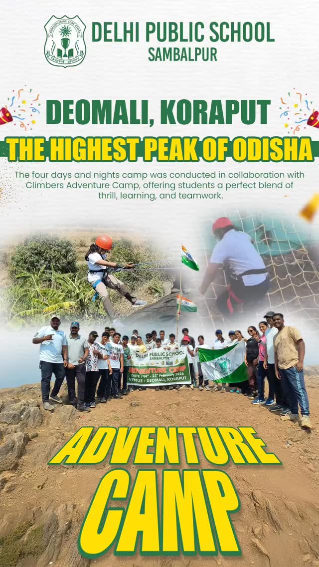 ๐ Four Days. One Peak. Countless Memories.
Students of DPS Sambalpur recently experienced an unforgettable adventure camp at Deomali, Koraput, the highest peak of Odisha. From rappelling and zip-lining to trekking and commando challenges, every activity pushed them to step out of their comfort zones and discover their strength.
Evenings by the campfire brought laughter, music, and friendships that will be remembered long after the trip. More than an adventure, it was a journey of courage, teamwork, and self-discovery.
๐ Looking for a school that believes learning goes beyond classrooms?
๐ 9039017572 | 9039017573
๐ www.dpssambalpur.com
#DPSSambalpur #DPSAdventureCamp #StudentExploration #LearningBeyondClassrooms #LifeAtDPS
(DPS Sambalpur adventure camp, Deomali Koraput trek, student outdoor learning, leadership and teamwork activities)