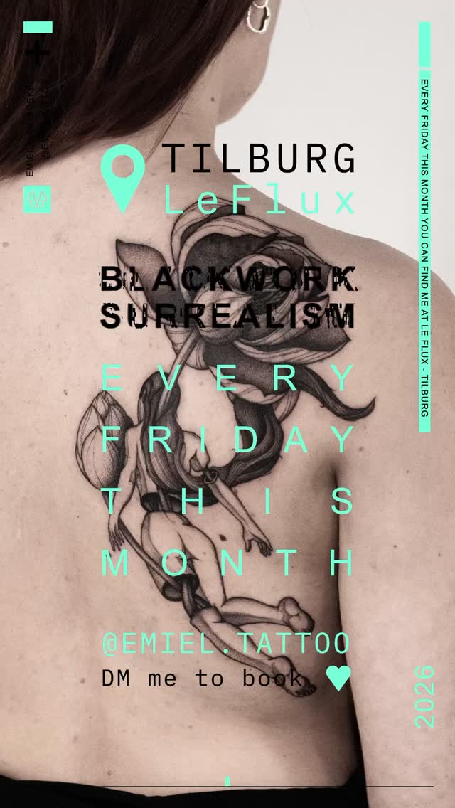 Every Friday this month I’ll be tattooing at Le Flux in Tilburg. I work in a blackwork surrealism style - combining organic elements, abstract shapes and surreal compositions to create unique, illustrative tattoos. If you’d like to get something custom or flash, send me a DM to book your spot. 🖤
#tattootilburg #lefluxtattoos #leflux #blackwork #surrealismtattoo