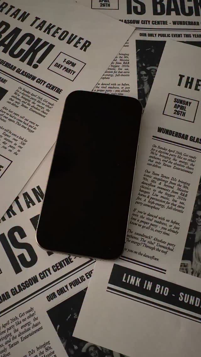 Tartan Entertainment returns to @wunderbarglasgow for another daytime party takeover on Sunday April 26 / 1pm - 6pm 💃🕺🪩
After the last one sold out we’re bringing the whole Team Tartan energy back to the dancefloor. Expect the same big singalongs, huge drops and chaotic dancefloor moments that have become our signature.
What to expect:
🔥 Team Tartan DJs playing the biggest singalongs from the 80s, 90s, 00s and 2010s
🎷 Live musicians including sax, horns, pipes, guitar, percussion and others jumping in throughout the party
🎤 Special guest performers and surprise moments across the afternoon
💃 Huge dancefloor anthems from R&B classics to modern party bangers
🎉 The full Tartan party atmosphere with crowd interaction, singalongs and hands-in-the-air moments
If you were at the last one, you already know what happens when this crowd gets going. If you missed it, this is your chance to experience it properly.
Big tunes. Big energy. Big surprises.
This isn’t just a day party.
It’s a full Tartan Entertainment takeover.
Tickets will be on sale to public this Wednesday with presale links for all our past & current couples being sent out tomorrow via email 👰♀️🤵♂️👀