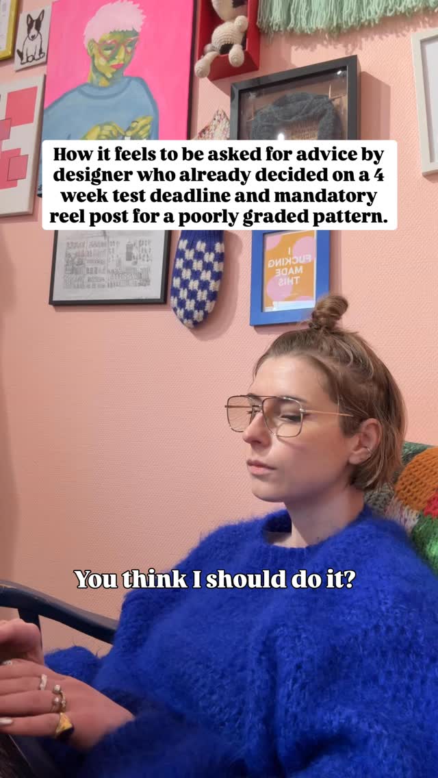 Like, don’t ask for my honest opinion if you don’t want it????
If you DO want it, DM me your tester calls and I’ll review it and give you feedback. If you’re receptive, I’ll share it. If not, it’ll toughen you up for the actual test ¯\_(ツ)_/¯
#patterntest #patterntester #patterntesting