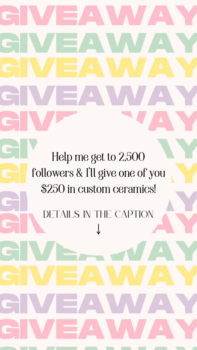 ✨ GIVEAWAY CLOSED ✨
Congrats to A. Colligan! 🎉
We are so close to 2,500 followers, and to celebrate I’m giving away a $250 credit toward custom clay impressions and ceramics prints! 🤍
Once we hit 2,500, I’ll draw one lucky winner!
How to enter:
1. Follow my account
2. Like this post
3. Tag your friends in the comments (each friend tagged = one entry!)
The goal is to grow our little community, so be sure to tag a friend or two who isn’t already following me but definitely should be! 😉
I’ll draw the winner as soon as we reach 2,500 followers. Thank you for being here and supporting my small business! 🤍