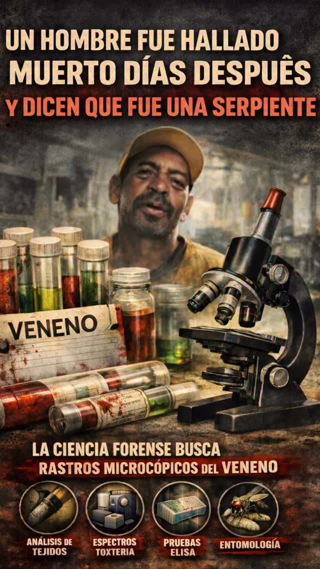 🚨 UN HOMBRE FUE ENCONTRADO MUERTO… Y MUCHOS DICEN QUE FUE UNA SERPIENTE.
Pero aquí surge una pregunta que casi nadie está haciendo:
⚠️ ¿Se puede confirmar una mordedura de serpiente cuando el cuerpo lleva días en descomposición?
En Ocumare de la Costa, un hombre de 59 años fue hallado muerto dentro de su casa después de varios días sin ser visto.
En el certificado de defunción aparece:
• Shock anafiláctico
• Mordedura de serpiente
• Accidente ofídico
Pero cuando pasan varios días, muchas de las señales típicas de una mordedura pueden desaparecer completamente:
• las marcas de los colmillos
• la inflamación
• el daño visible en los tejidos
Entonces… ¿cómo lo saben?
La respuesta está en la ciencia forense.
Hoy los expertos pueden detectar veneno incluso cuando ya no hay señales visibles, utilizando:
🔬 pruebas inmunológicas para detectar toxinas
🔬 espectrometría molecular de venenos
🔬 análisis microscópico de órganos
🔬 incluso estudio de larvas que se alimentan del cuerpo
Sí… hasta los insectos pueden revelar la presencia de veneno.
🐍 En Venezuela, la mayoría de los accidentes ofídicos son causados por mapanares (Bothrops), cuyo veneno puede provocar hemorragias internas, necrosis y falla multiorgánica.
Y sin suero antiofídico a tiempo, el desenlace puede ser fatal …
Información ampliada en el blog de nuestra pagina web (link en bio)
fundacionvivairum.org/blog
#fundacionvivarium #preservandovidas #snake #ayudahumanitaria #venezuela