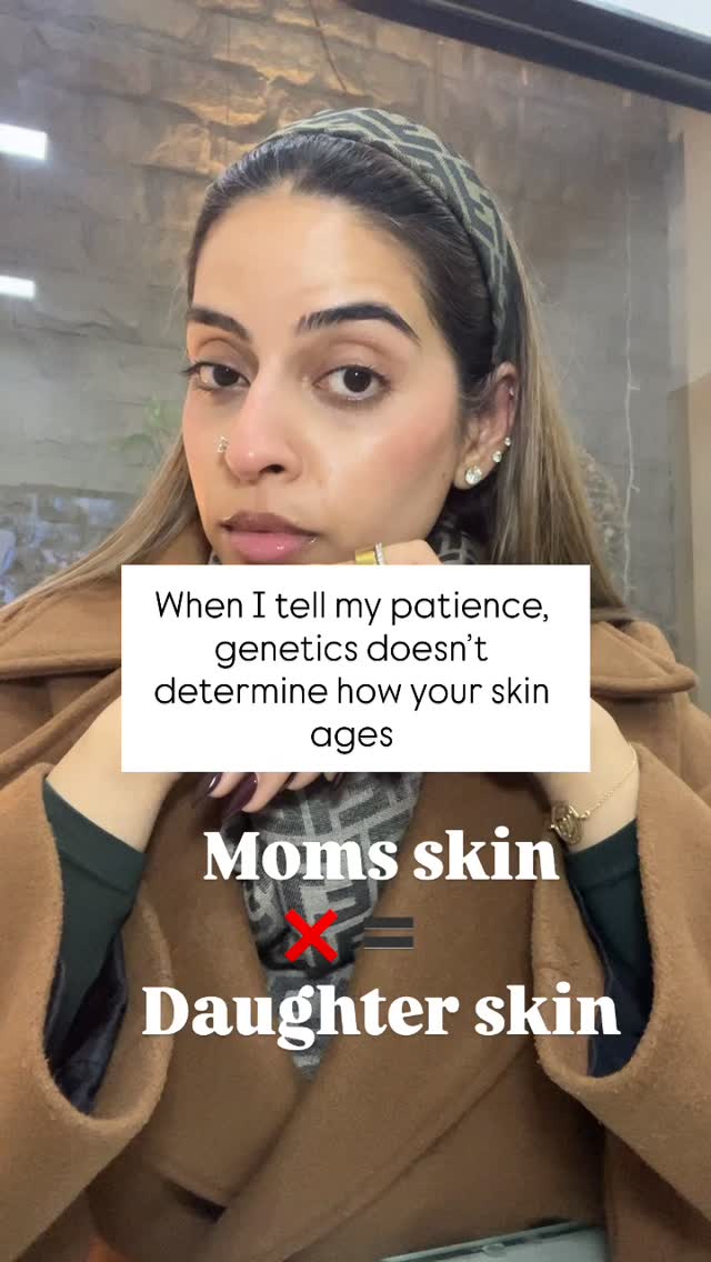 Genetics doesn’t determine how your skin ages.
A lot of people attribute how quickly their skin ages to their genetics and come and tell me in my Clinic that my mom has flawless skin and how mine could get better or why I am suffering from acne.
But it turns out that external factors and lifestyle plays a huge role in skin ageing.
Sun exposure can account for almost 90% of premature ageing,
other factors like lifestyle, habits, pollution, smoking, drinking skin care, all play a major role with your skin, natural ageing !!
Book your consultation right now, to help us reverse your ageing .. so you can actually be the example your kids want to look like
#drshreyamunjral #skinage #genetics