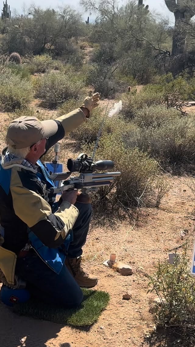 Joe Hayward Lane 22 kneeling shot Sonoran Desert GP #fieldtarget #airgun #shooting #shooter #airgunshooting