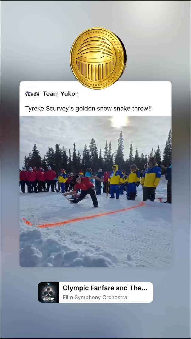 Wooo!!! @goteamyukon Tyreke Scurvey golden moment during the snowsnake competition @whitehorse2026
#awg2026 #arcticwintergames2026 #denegames #golden