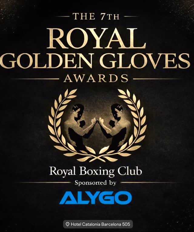 ROYAL GOLDEN GLOVES – 7ª EDICIÓN
Nos complace anunciar a ALYGO como patrocinador oficial de esta nueva edición.
26 de marzo
21:00h
Hotel Catalonia Barcelona 505
En breve anunciaremos a los colaboradores
Una noche donde boxeo, empresa y comunidad se encuentran para celebrar los valores de Royal Boxing Club.
Gracias a ALYGO por impulsar este evento y formar parte de esta séptima edición.
#RoyalGoldenGloves
#RoyalBoxingClub
#ALYGO
#FlowAndStyle
#BoxingBarcelona