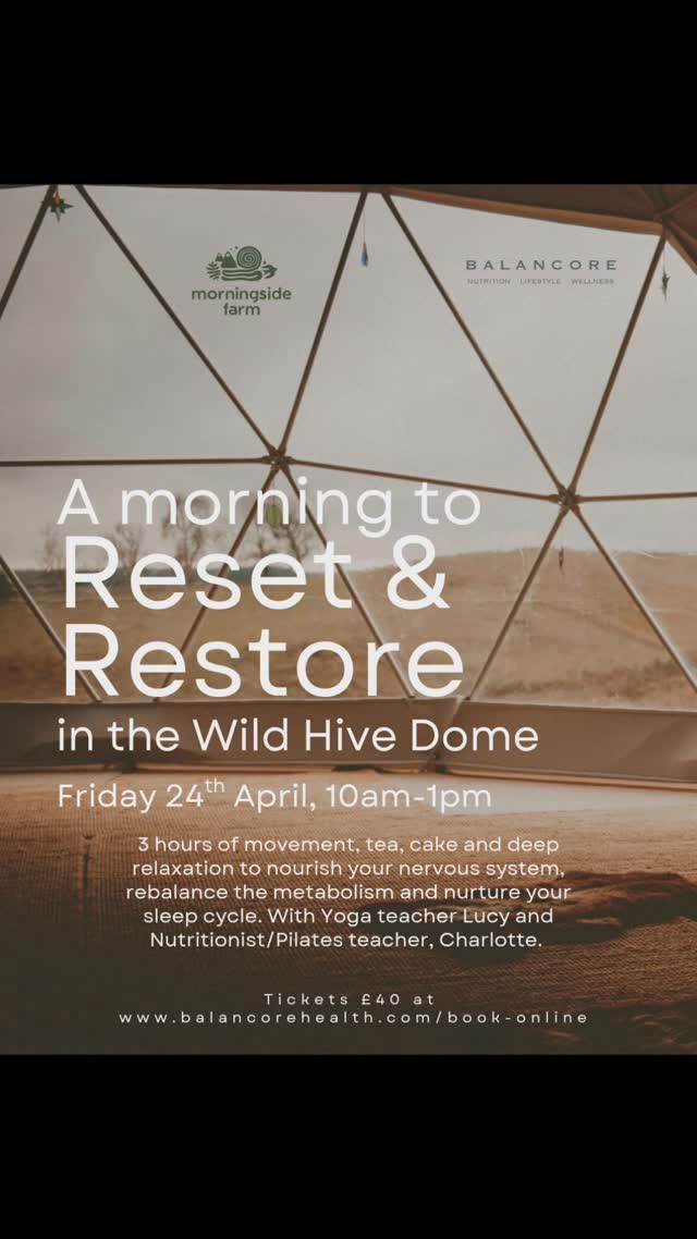 Coming back to The Wild Hive Dome at your request. This time with the amazing @morningside.farm Lucy who will be guiding us through some rest and relaxation, along with my bits and bobs, movement, chats, nutrition info and tea and cake. We've made it 3 hours because you asked for it 🙌🏻. Come and join us. 💚