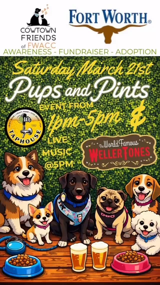 Join us at @ourtaphouseftw on March 21st for a fabulous adoption event!
