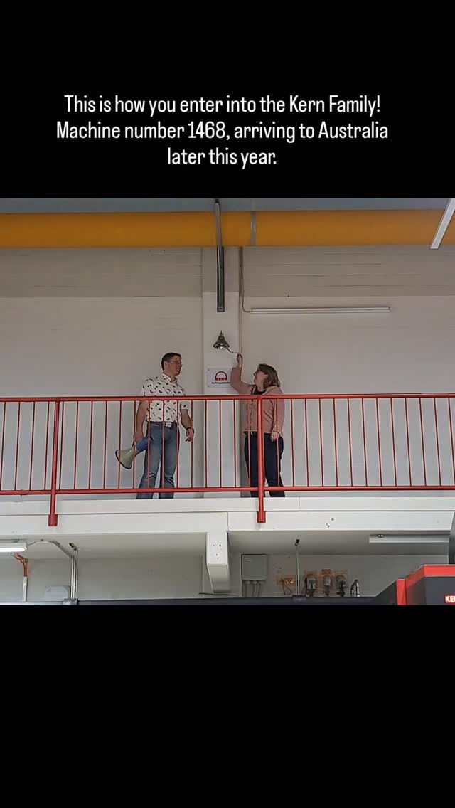 This post needs some explaining...
One of my favourite things about owning and running Kern machines is how much it feels like you are part of a family. You get to know the people who sell, build, service and provide training by name. Similarly, most of them know that their machines exist on the other side of the world, amongst Kangaroos and nice beaches!
In this video you can observe one of the nicest traditions that Kern has- the ringing of their sales bell. They announce the machine type that has been sold, as well as to whom.
Last week, the bell rang for NH Micro!
Due later this year, our Micro HD+ will be the most accurate 5 axis machine ever imported into the country... I can't wait to share the rest of the journey with you all!
Josh