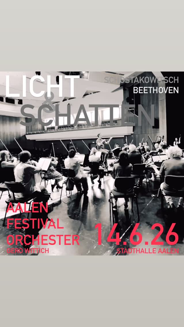 Meisterkonzert „LICHT & SCHATTEN“
👉 14.6.26 I 17 Uhr I Stadthalle Aalen 👈
AALEN Festival Orchester I Gero Wittich
Ein Abend, der Kontraste hörbar macht.
🎼 Schostakowitsch – Kammersinfonie op. 110a
Intensiv. Expressiv. Existentiell.
🎼 Beethoven – Prometheus-Ouvertüre
Mut. Erkenntnis. Feuer. Licht.
🎼 Beethoven – Sinfonie Nr. 1
Klarheit. Energie. Neubeginn.
🎟 Tickets:
29 € | 8 € für Schüler:innen & Studierende
➡ Jetzt über Reservix & Tourist Information Aalen sichern
✨ Besonderes Highlight ✨
🎟️ Das „Ankommen-Ticket“ für 16 € 🎟️
👉 Für alle, die Klassik neu entdecken möchten – oder für die der reguläre Preis eine Hürde ist.
→ Niedrigschwellig. Offen. Einladend.
https://www.reservix.de/tickets-meisterkonzert-licht-und-schatten-in-aalen-stadthalle-am-14-6-2026/e2524614
📍 Seid dabei.
…mit freundlicher Unterstützung durch die Kreissparkasse Ostalb
#aalenfestivalorchester #aafo #gerowittich #stadtaalen #Konzert aalenkulturundevent beethoven schostakowitsch klassik musikverbindet aalen