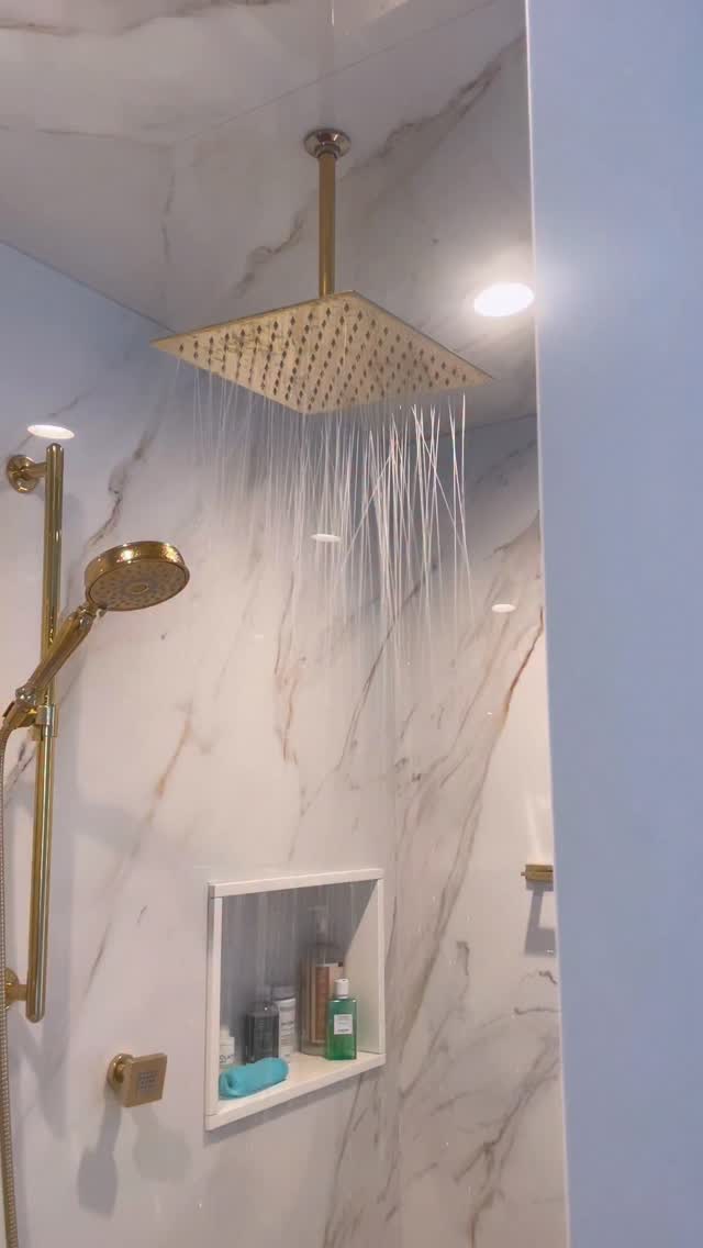 Got the booster pump in now we got good pressure on 4 rain heads plus more @aquastrong #water #showers #rain #storm #pressure #booster #bathroom #plumbing #newyork #nassaucounty #massapequa #service #longisland #business #install #reels #viralreels